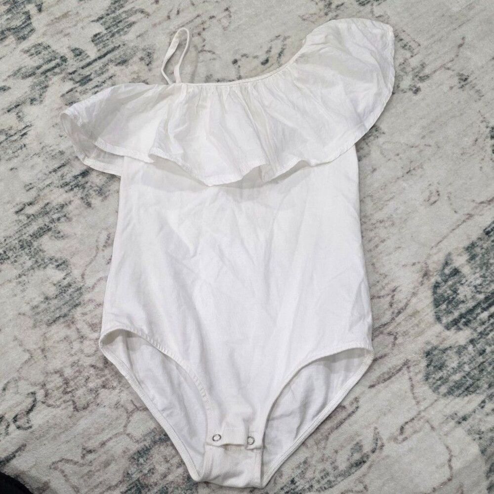 Zara Girls White One Shoulder Cotton Bodysuit 11-12 years